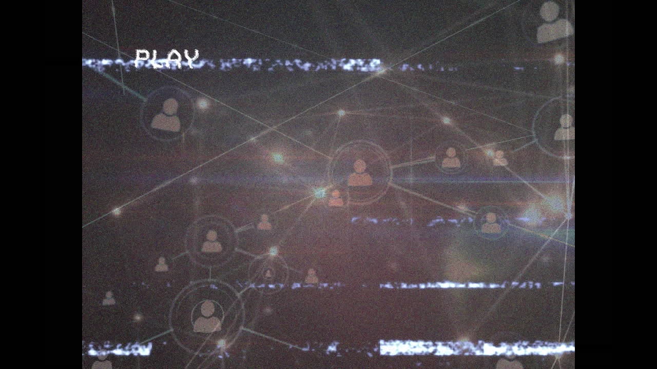 간섭과 연결 네트워크를 가진 재생 인터페이스의 애니메이션