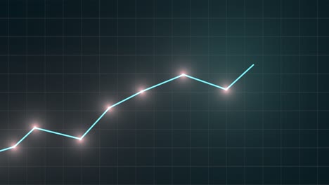 animated graph with rising line and glowing dots.