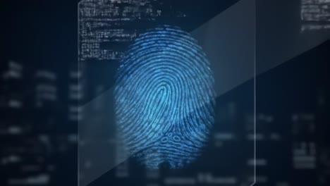 a close-up examination of a digital fingerprint displayed on a screen, highlighting biometric data processing in a modern tech setting.