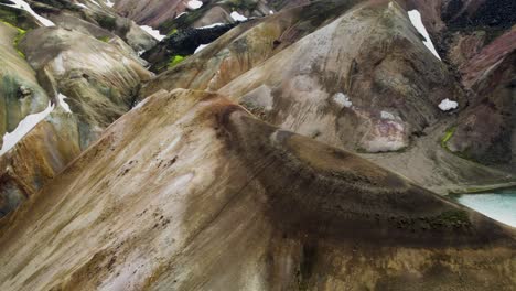 rare and colourful geology of the highlands in iceland seen from a drone