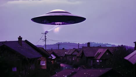 ufo over town at night