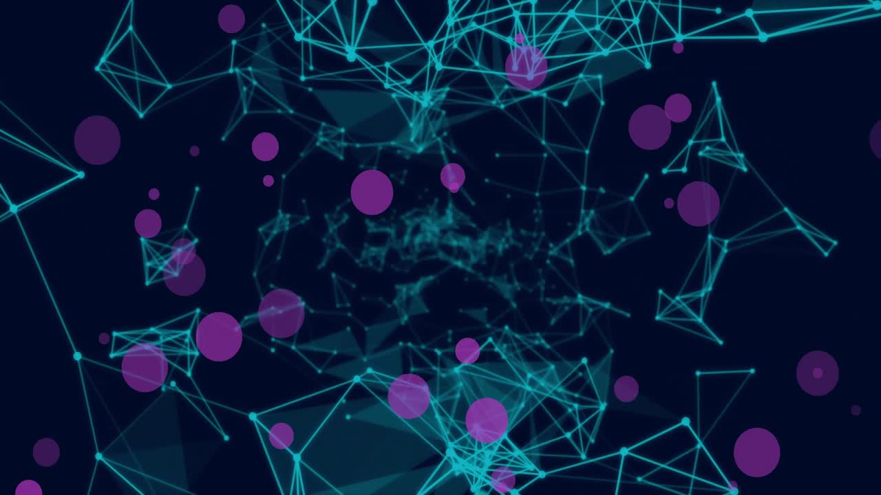 animación de puntos que se mueven sobre un fondo negro con conexiones