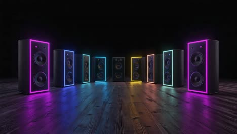 neon lit speakers