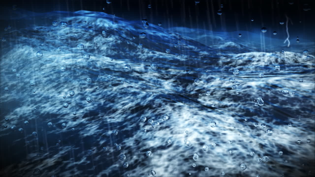 animación en 3d de una tormenta en el mar