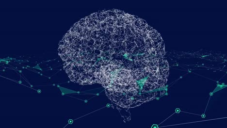 animación del procesamiento de datos y el cerebro en fondo negro