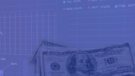animación del procesamiento de datos sobre billetes