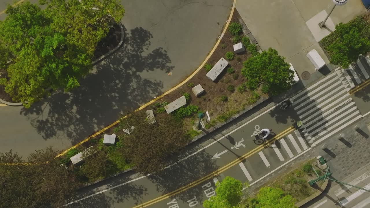 Aerial view of a park and street