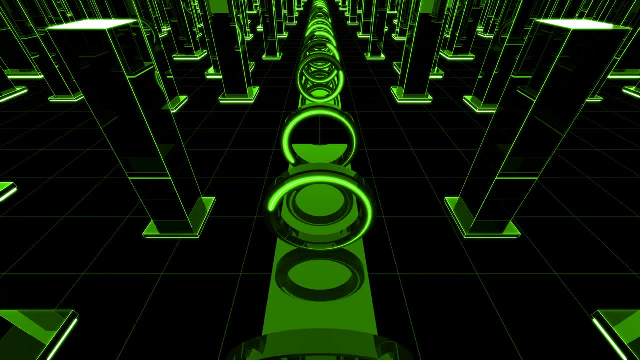 Green loop abstract geometric circle background tunnel