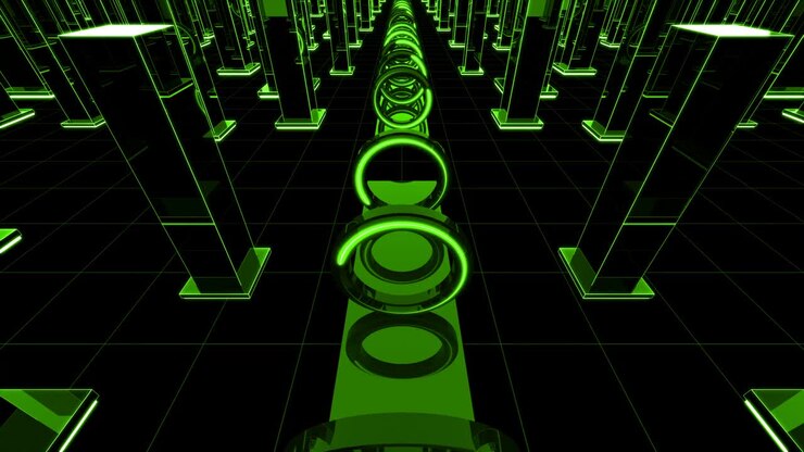 Green loop abstract geometric circle background tunnel