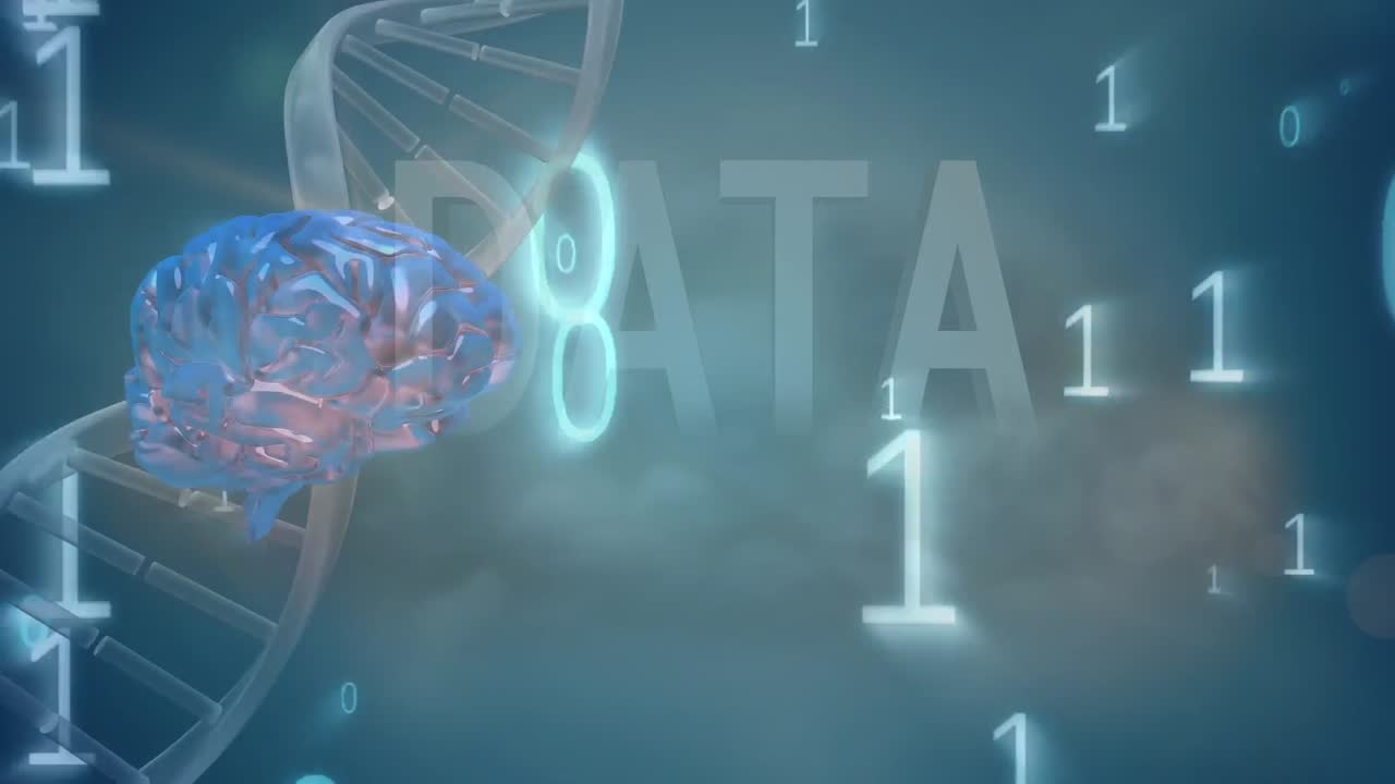 animación de la cadena de adn sobre el procesamiento de datos