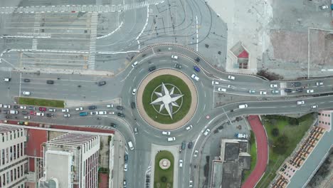 roundabout in the city of genoa, italy