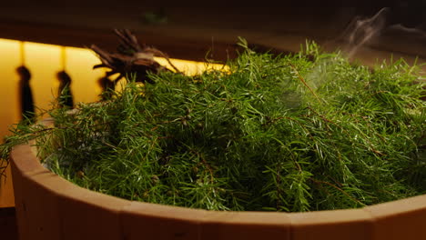 herbal sauna with juniper branches