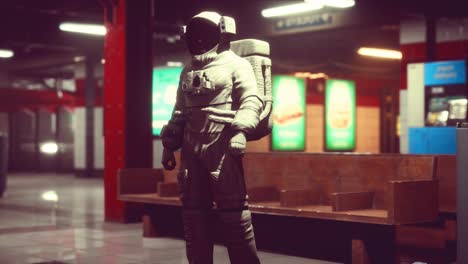 astronaut at underground metro subway