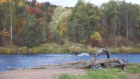 rescue boat cruising through river