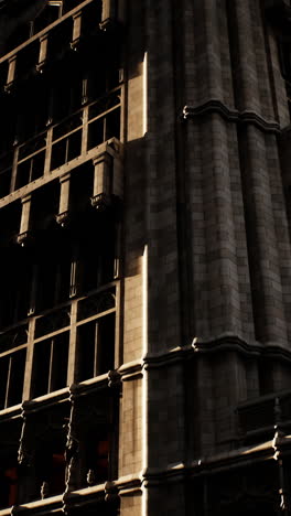 close-up of a tall gothic-style building's exterior