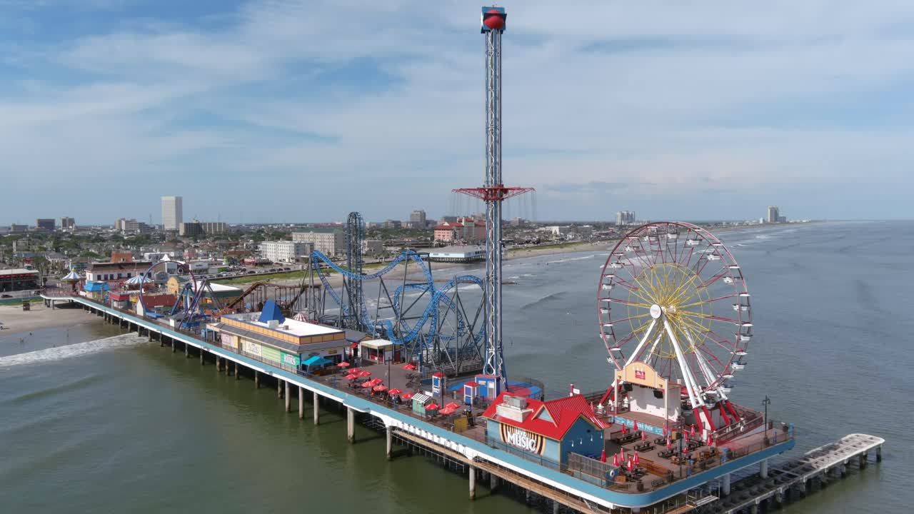 갤버스턴 섬 텍사스 해안 지역의 부두 조감도