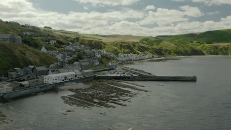 aerial view of the gardenstown on the aberdeenshire coastline on a summer day