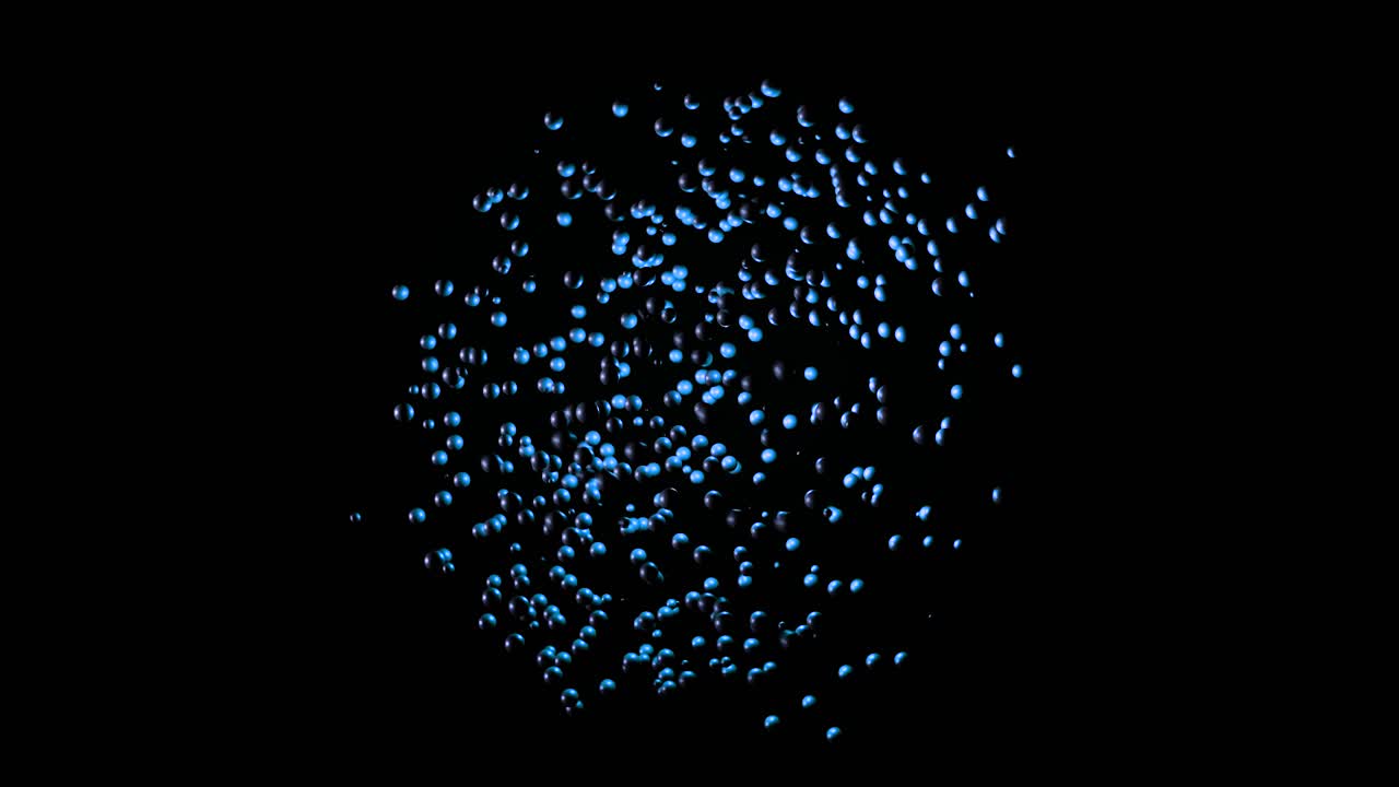 Abstract Sphere of Glowing Blue Balls on Black Background