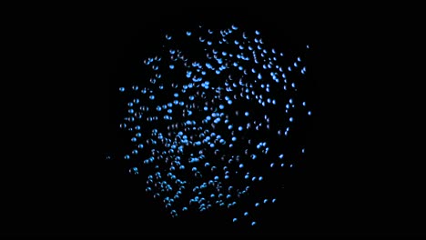 abstract sphere of glowing blue balls on black background