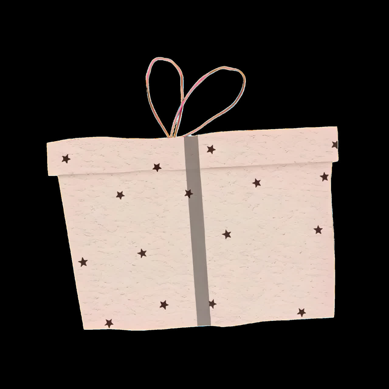 Animazione di illustrazione di una scatola regalo rosa stellata, risorsa isolata, video 4K trasparente, canale alfa