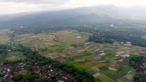 Paisaje-De-Java-Central-Con-Pueblos-Y-Campos,-Vista-Aérea