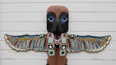 beautiful tlingit totem pole in skagway, alaska.