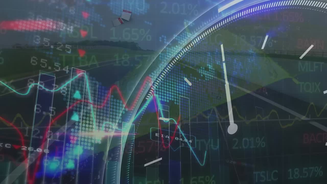 그래프 및 금융 데이터의 24시간 애니메이션