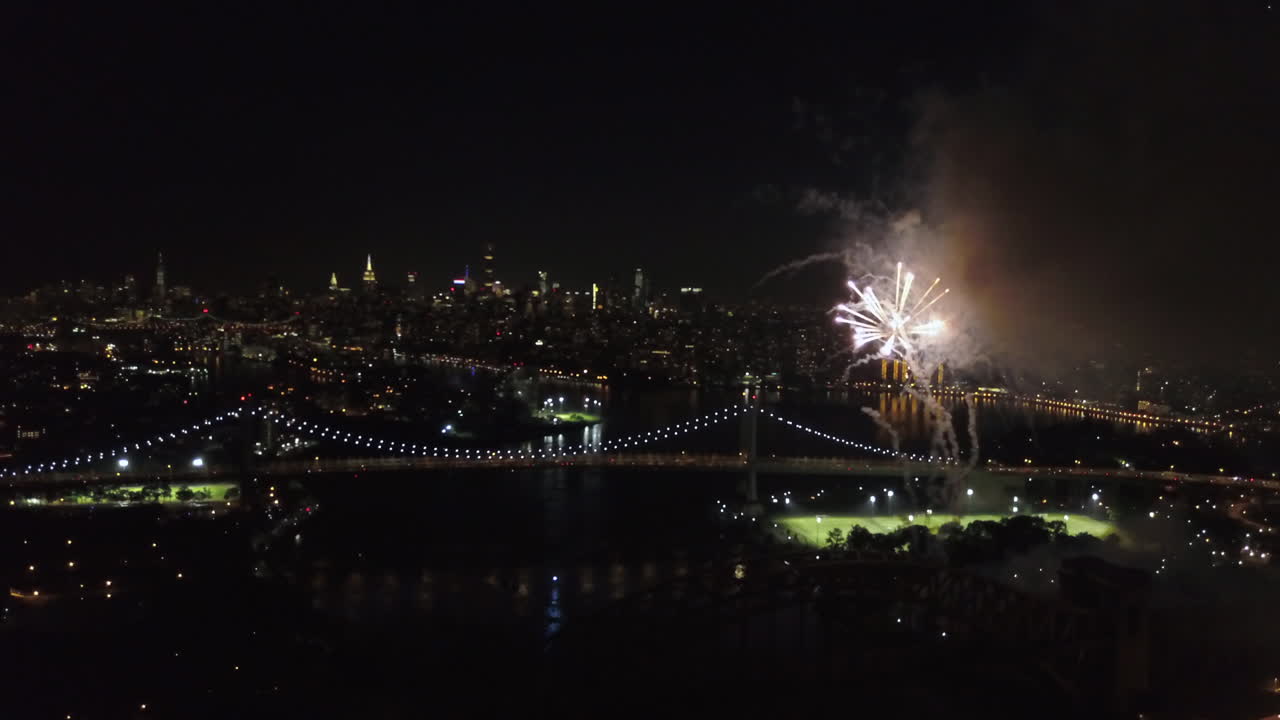 imágenes aéreas del parque astoria en queens, ny para el espectáculo de fuegos artificiales 2018