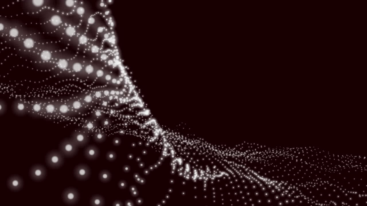 animación de una onda brillante en movimiento blanca sobre un fondo negro.