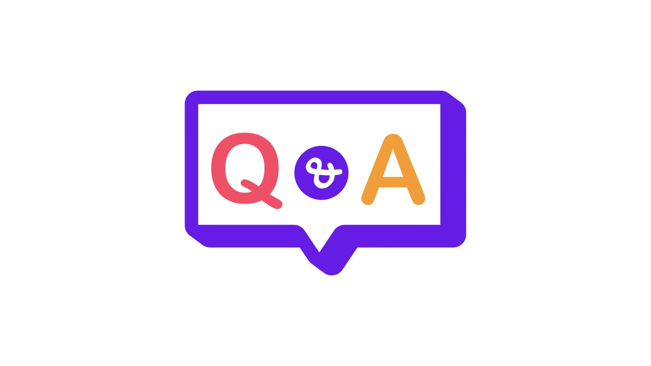Animated Q&A Icon in a Speech Bubble on White Background