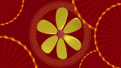 animation of chinese pattern with copy space on red background