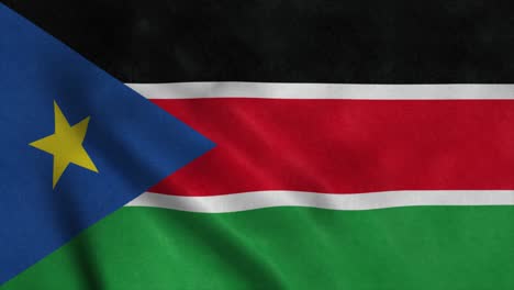 south sudan flag waving in the wind. seamless loop with highly detailed fabric texture