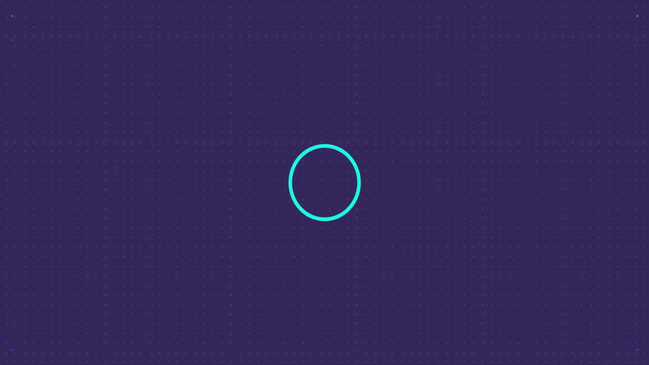 animación de puntos y círculos azules sobre un fondo púrpura.