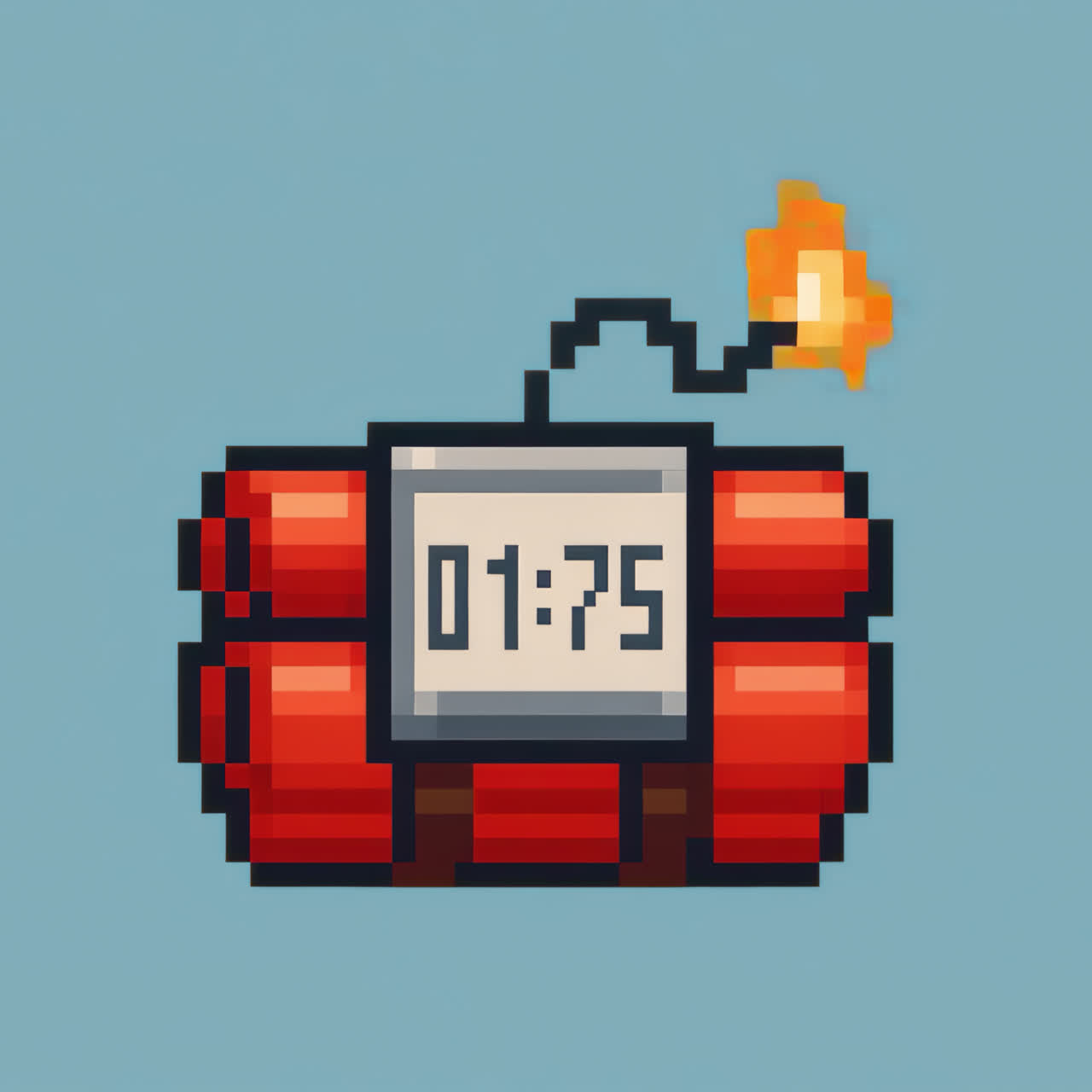 Pixelated dynamite bomb illustration animation isolated asset, transparent 4K video, alpha channel