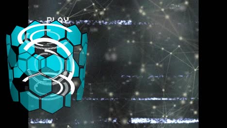 animation of rotating circles and hexagons over dark screen