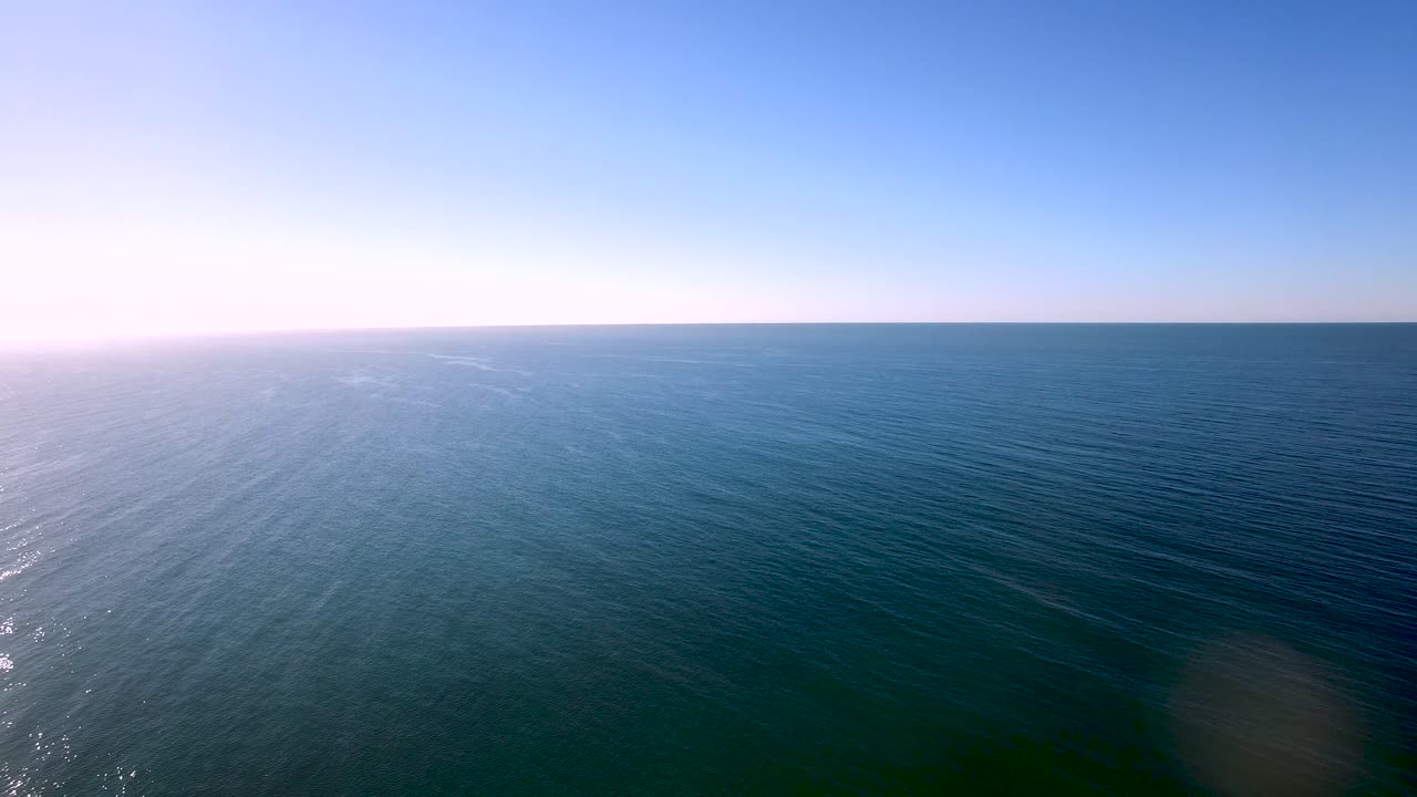 바다에서 밝은 햇빛과 수평선, 태평양, 캘리포니아 만, 멕시코까지 항공, 기울기