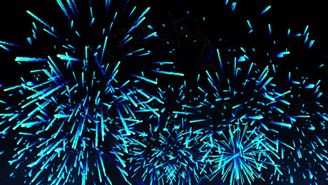 animación digital de fuegos artificiales explotando contra un fondo negro