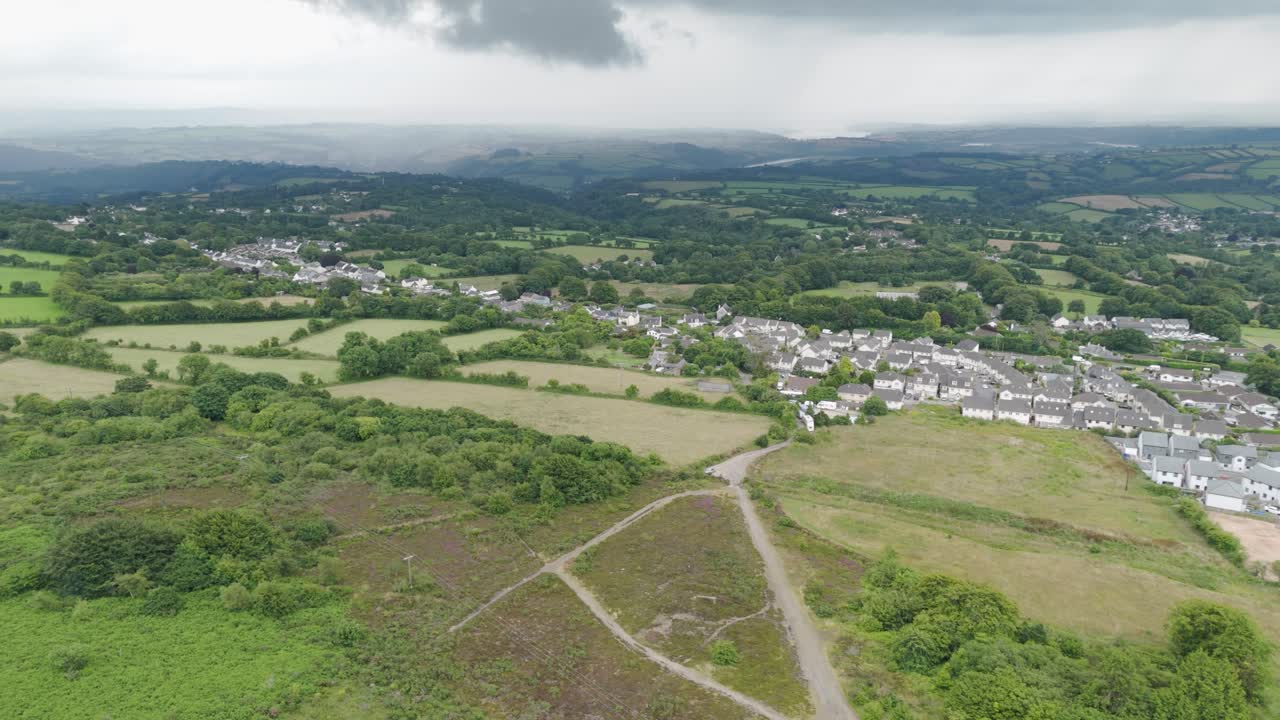 Aerial View of a Rural English Village and Countryside