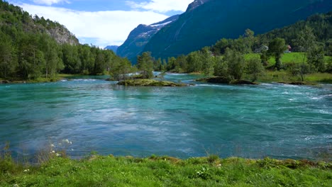 beautiful nature norway lovatnet lake.