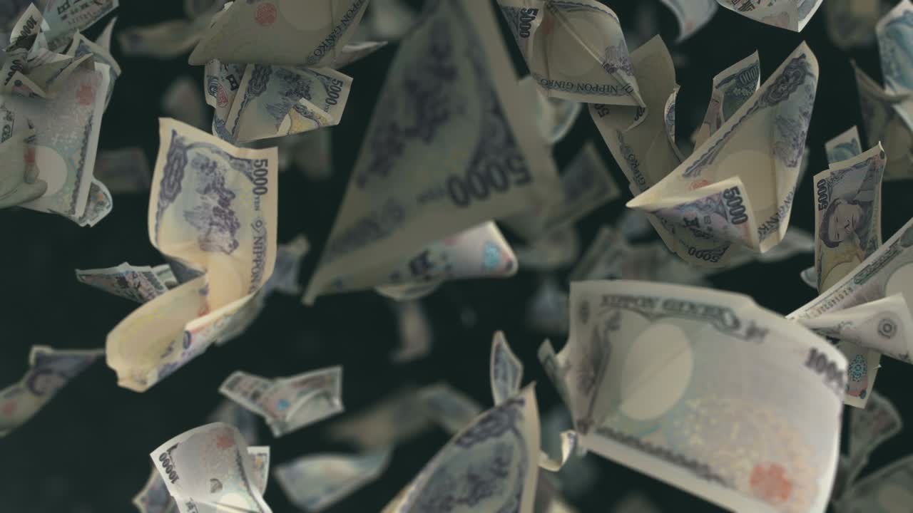 떨어지는 일본 엔 통화 4k 루프