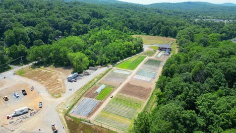 Aerial-drone-view-of-farm-and-barn