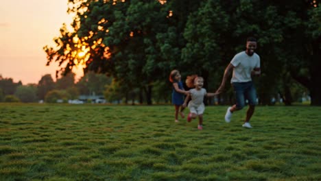 family fun at sunset