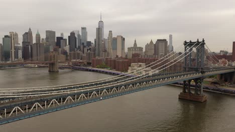an aerial view over the east river on a cloudy day