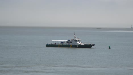 patrol boat moored in a sea calm waters near ganghwado island in south korea