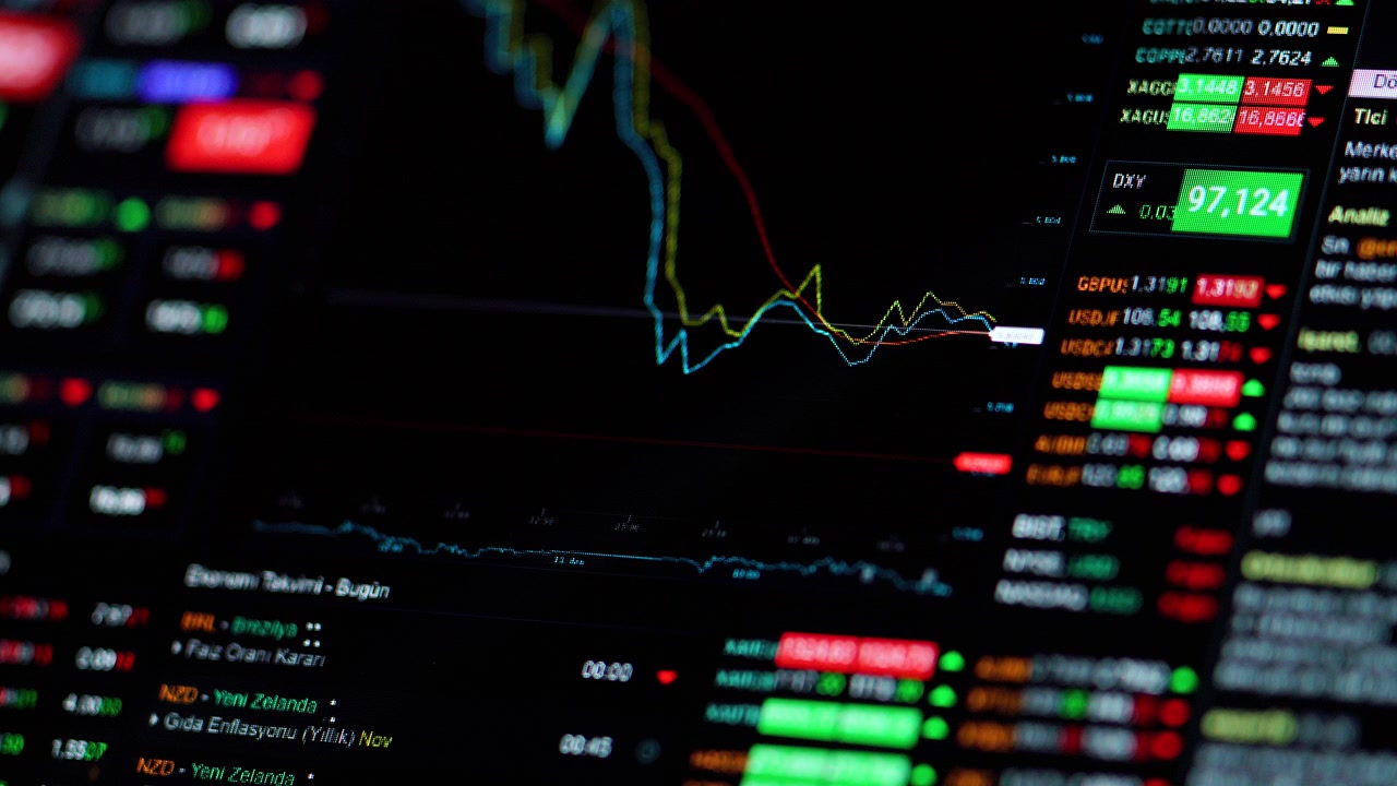 Visualizzazione di dati finanziari del mercato azionario su schermo digitale