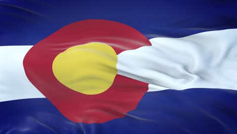 colorado (u.s. state) flag waving in the wind with highly detailed fabric texture. seamless loop