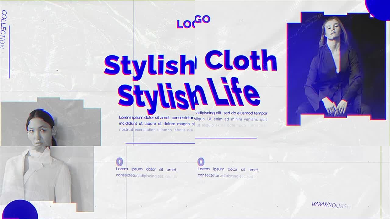 Peragaan Koleksi Fesyen Minimalis dengan Efek Glitch Modern
