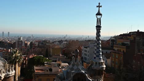the beauty of the city when viewed from within park guell, barcelona, spain