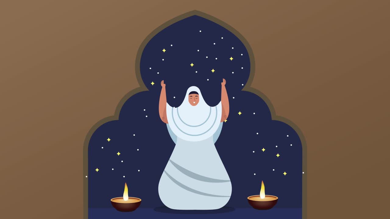 하지 마브루르 (hajj mabrour) 는 기도하는 여성과 함께 축하합니다.