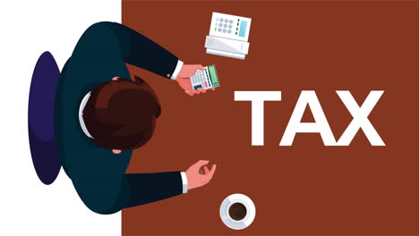 tax day animation with businessman in the office